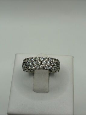 Silvio Hidalgo Sterling Silver 925 Triple Row Simulated Diamond Eternity Ring 7